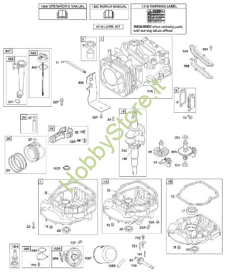 C - Albero a camme, albero motore, cilindro, coppa motore, lubrificazione, gruppo pistone B&S - 12 €¦ 122672-0107-E1 brand Stihl